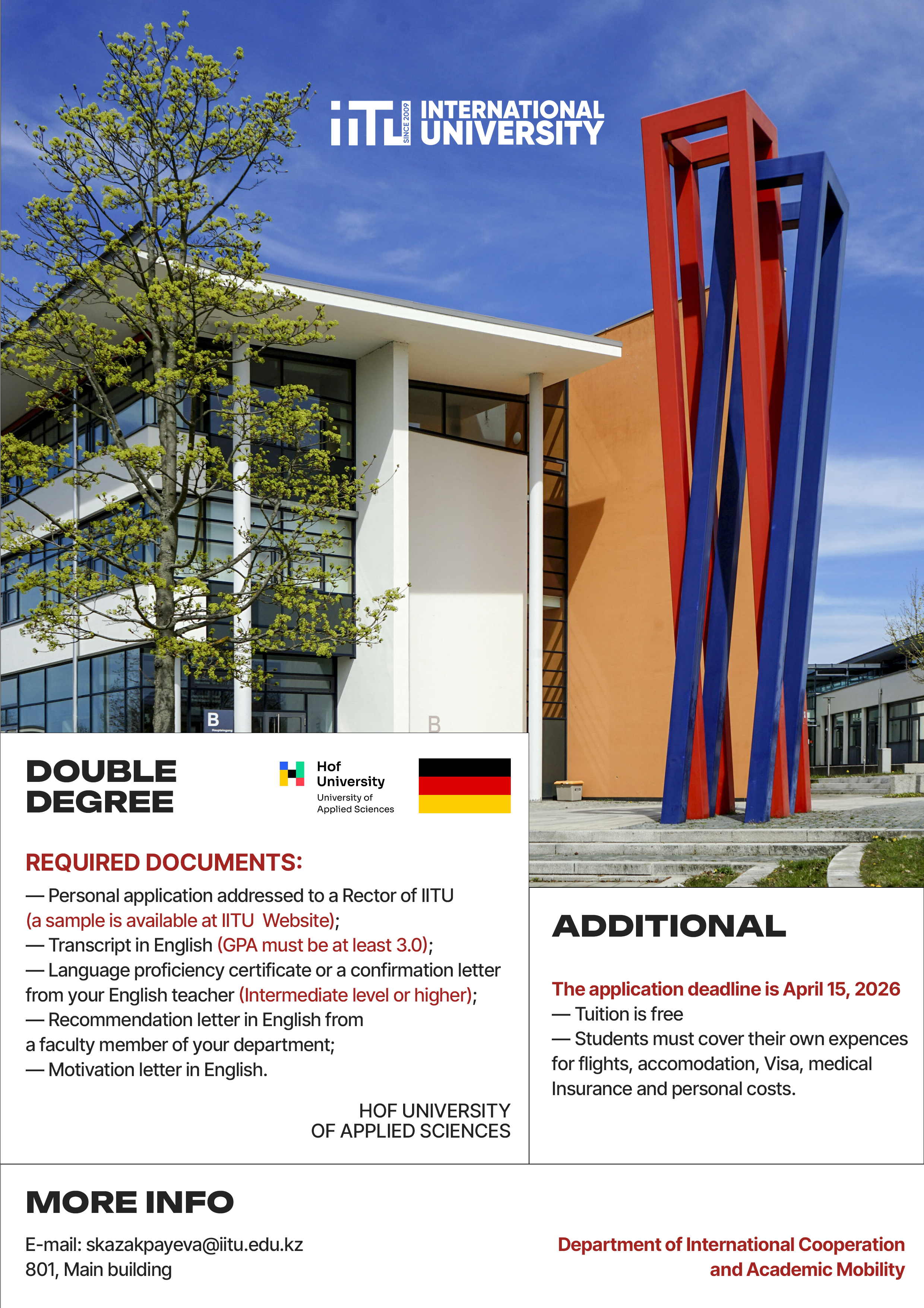 Double Degree Program at Hof University of Applied Sciences (Germany)